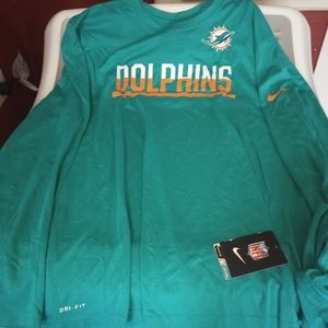 Miami dolphins Nike DRI fit long sleeve shirt 2XL NWT